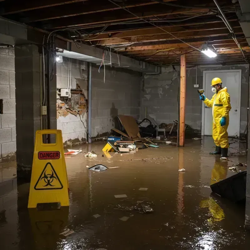 Flooded Basement Electrical Hazard in Montgomery, IL Property